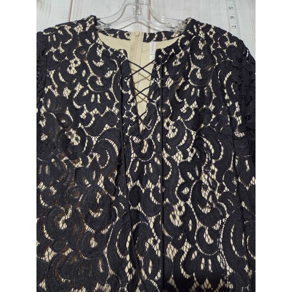 Xhilaration Dress Womens Small Black Lace Long Sleeve Lined Boho Festival Tassel - Picture 2 of 9